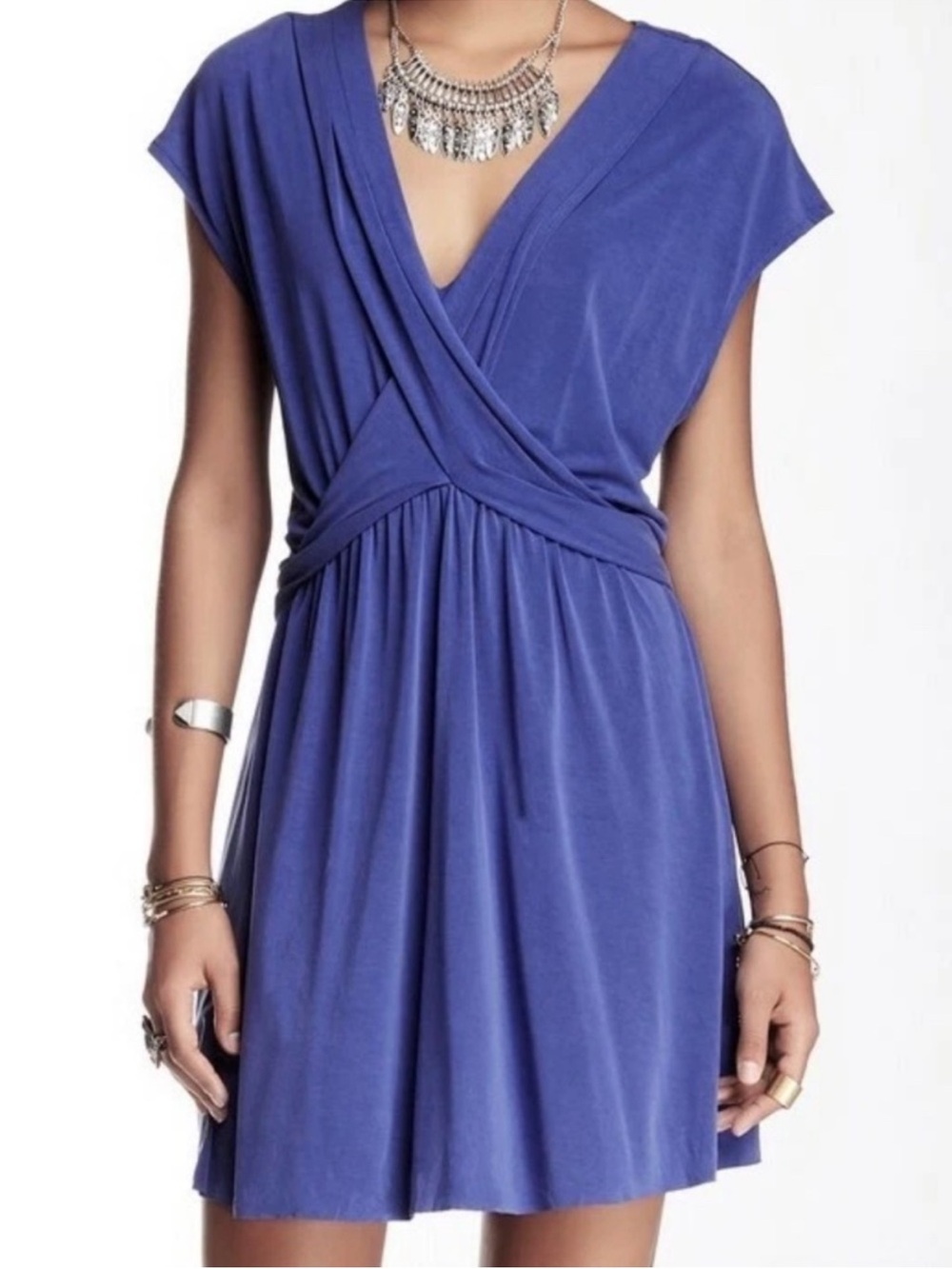 FREE PEOPLE - ($172) CUPRO CRISS-CROSS DRESS